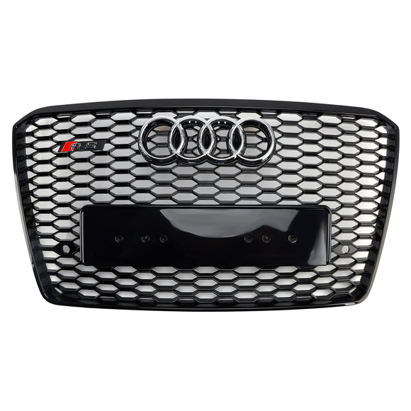 2015-2017 Audi A8 S8 RS Style calandre en nid d'abeille pare-chocs avant calandre noire avec emblème d'anneau
