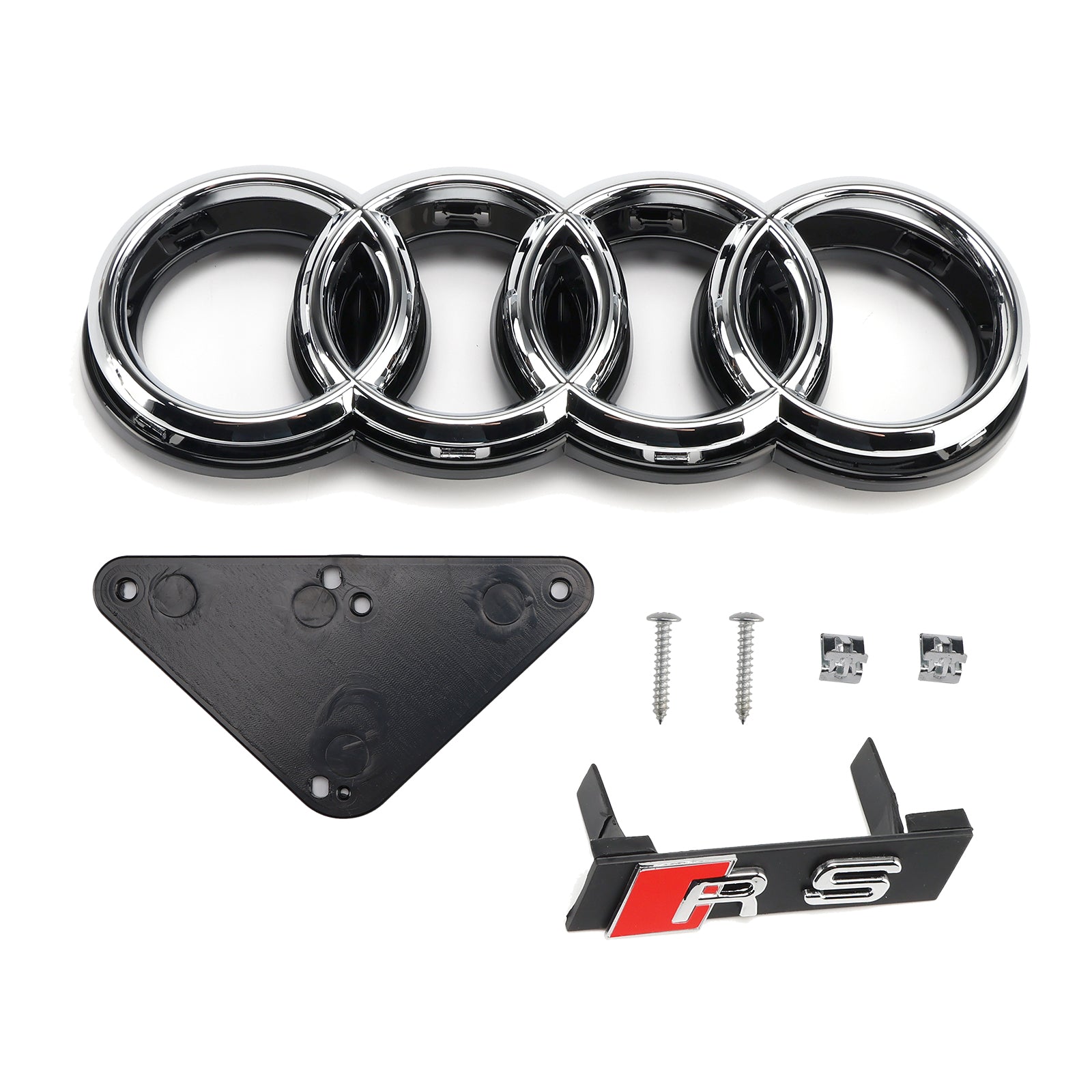 2015-2017 Audi A8 S8 RS Style Honeycomb Grille Front Bumper Black Grill W/ Ring Emblem