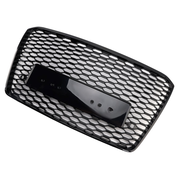 2015-2017 Audi A8 S8 RS estilo grade de favo de mel pára-choque dianteiro grade preta com emblema de anel