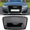 Audi A8/S8 2015-2017 RS Parrilla delantera Parachoques superior Malla de panal RS Parrilla negra-1