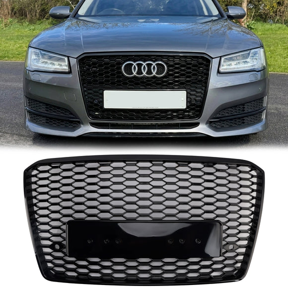 Audi A8/S8 2015-2017 RS Parrilla delantera Parachoques superior Malla de panal RS Parrilla negra