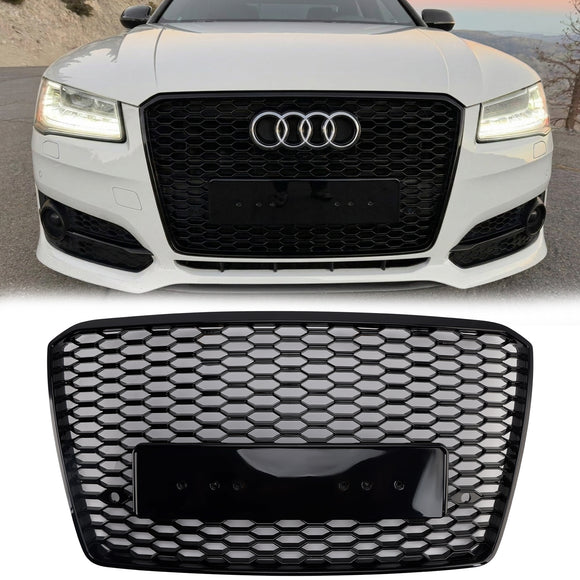 Audi A8/S8 2015-2017 RS Parrilla delantera Parachoques superior Malla de panal RS Parrilla negra