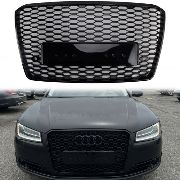 Audi A8/S8 2015-2017 RS Parrilla delantera Parachoques superior Malla de panal RS Parrilla negra