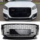 Rejilla estilo panal RSQ2 Quattro para Audi Q2/Q2 S Line/SQ2 2016-2020, parachoques delantero, parrilla de repuesto negra brillante-1