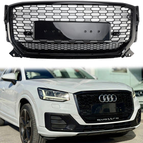 Grade dianteira em favo de mel estilo favo de mel RS grade superior preta para Audi 2016-2020 Q2/Q2 Sline/SQ2