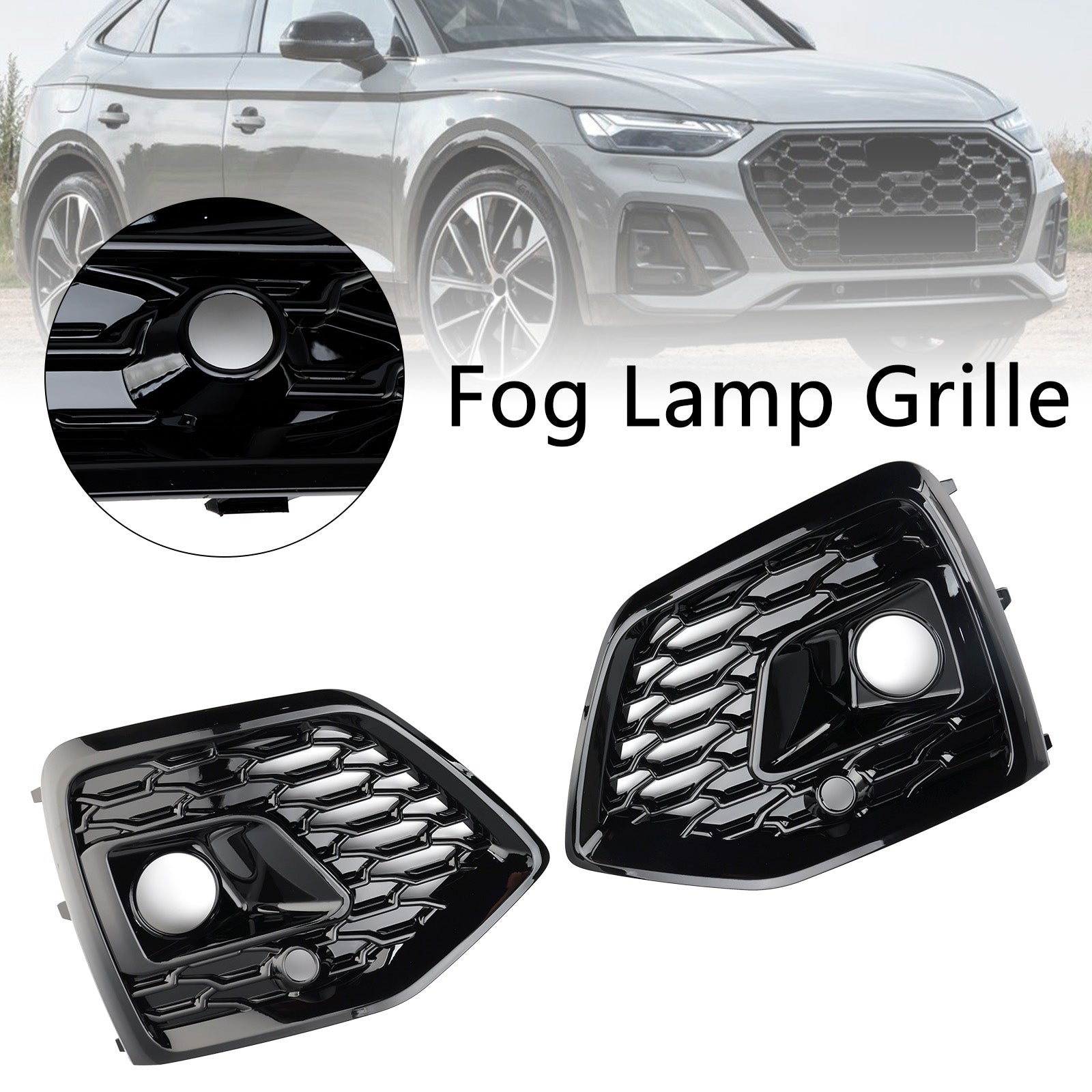 2021-2025 Audi Q5 Sline/ SQ5 Rejilla de luz antiniebla tipo panal parachoques delantero parrilla inferior cubierta negra