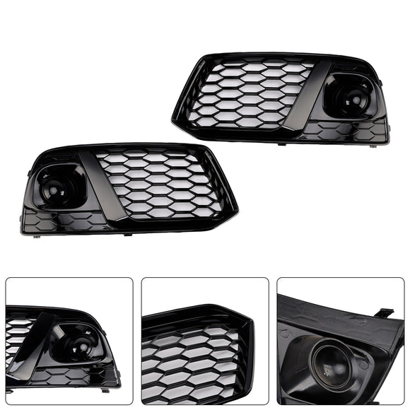 2018-2021 Audi Q5 Black Honeycomb Fog Light Grille Front Bumper Lower Grill Cover W/ ACC Hole