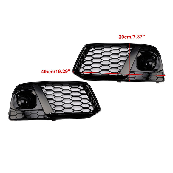 2018-2021 Audi Q5 Black Honeycomb Fog Light Grille Front Bumper Lower Grill Cover W/ ACC Hole