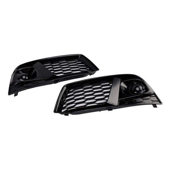 2018-2021 Audi Q5 Black Honeycomb Fog Light Grille Front Bumper Lower Grill Cover W/ ACC Hole