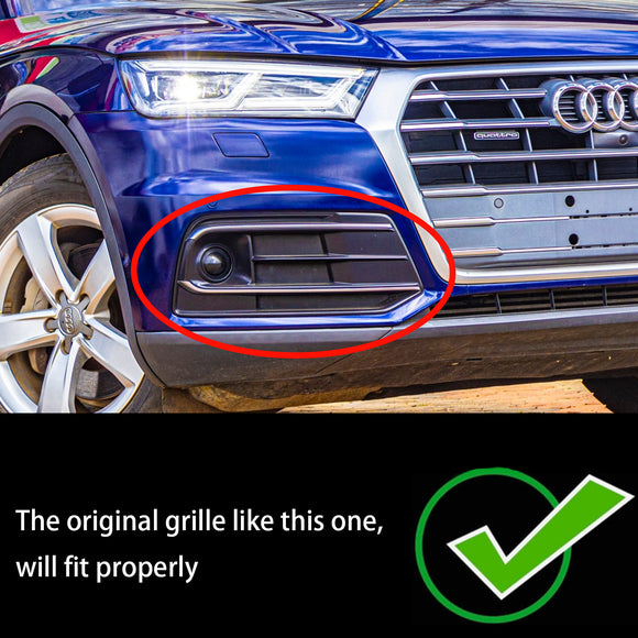 2018-2021 Audi Q5 Black Honeycomb Fog Light Grille Front Bumper Lower Grill Cover W/ ACC Hole