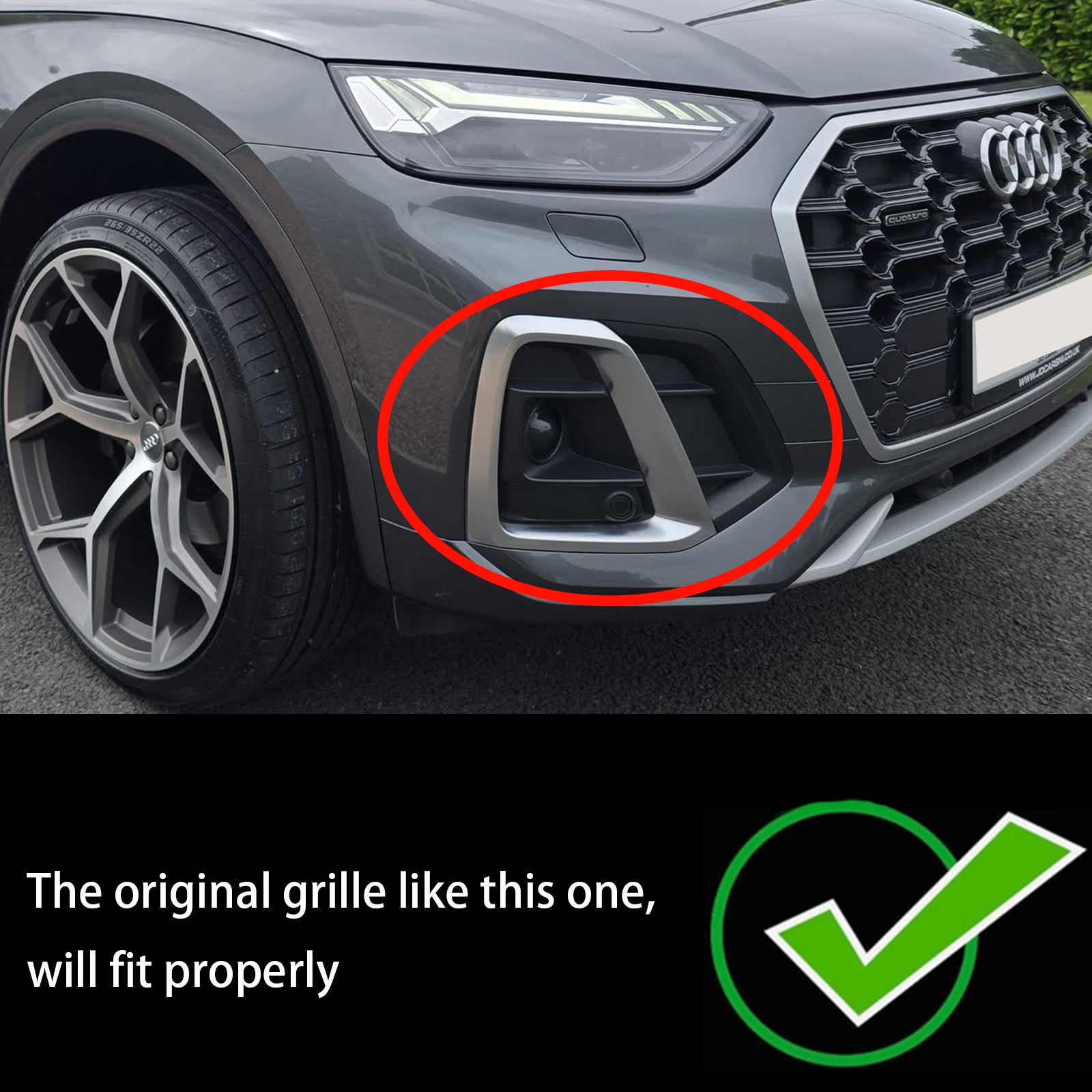 Audi Q5 Sline / SQ5 2021-2025 Black Front Fog Lamp Grille Grill Cover - 0