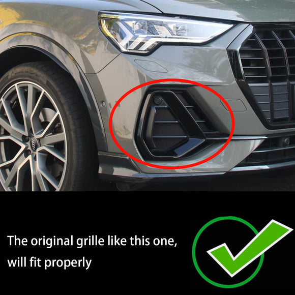 2019–2022 Audi Q3 Sline unterer Grill, 2 Stück, schwarze Frontstoßstange, Nebelscheinwerfer-Grill-Abdeckung