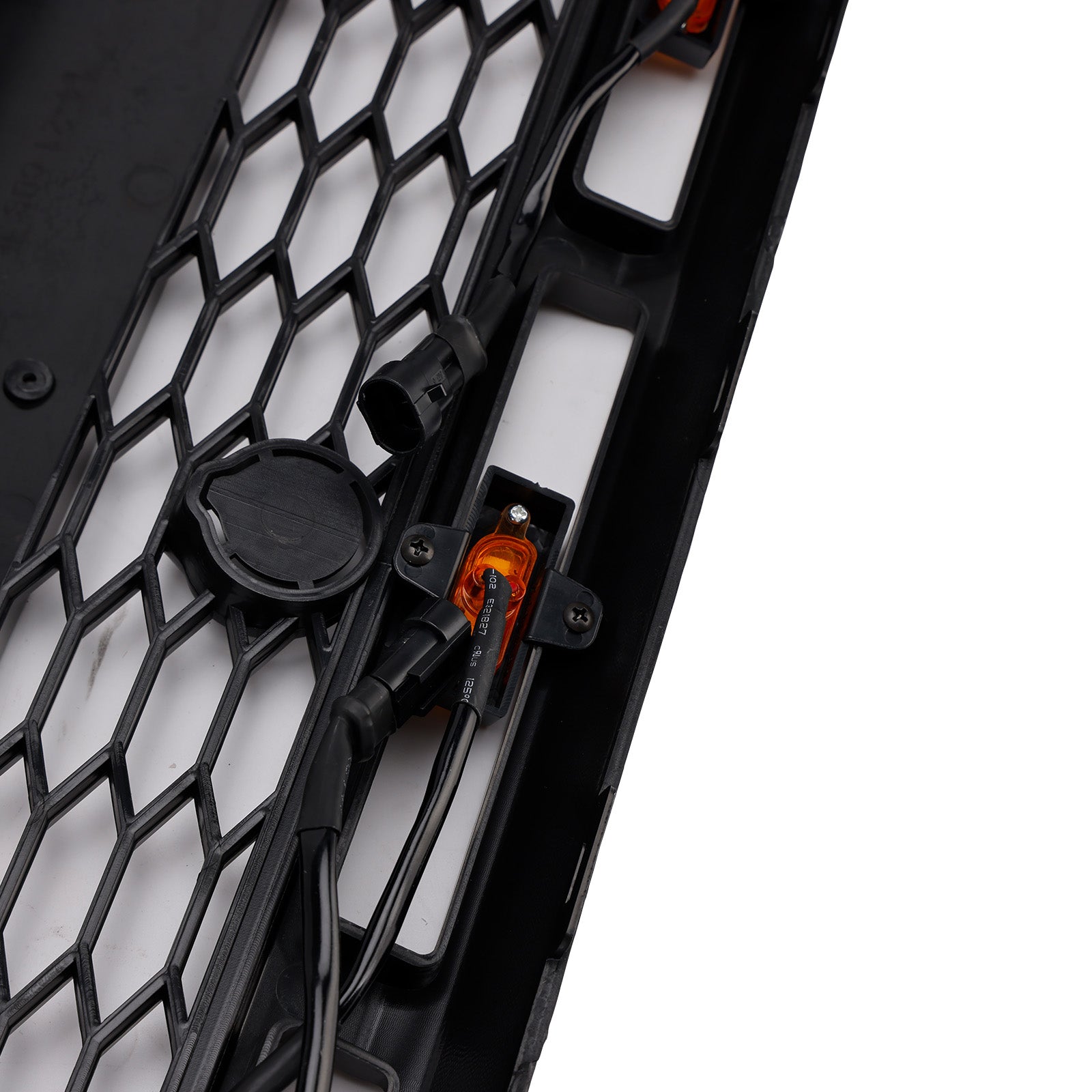 Ford Transit 150 250 350 350H 2015-2019 Parrilla delantera Raptor Parachoques delantero negro Parrilla de panal con LED