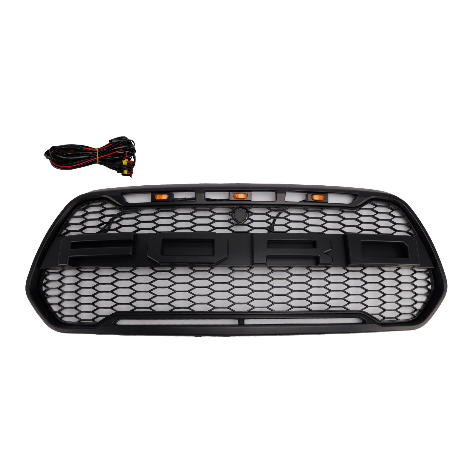 Ford Transit 150 250 350 350H 2015-2019 Front Raptor Grille Black Front Bumper Honeycomb Grill With LED