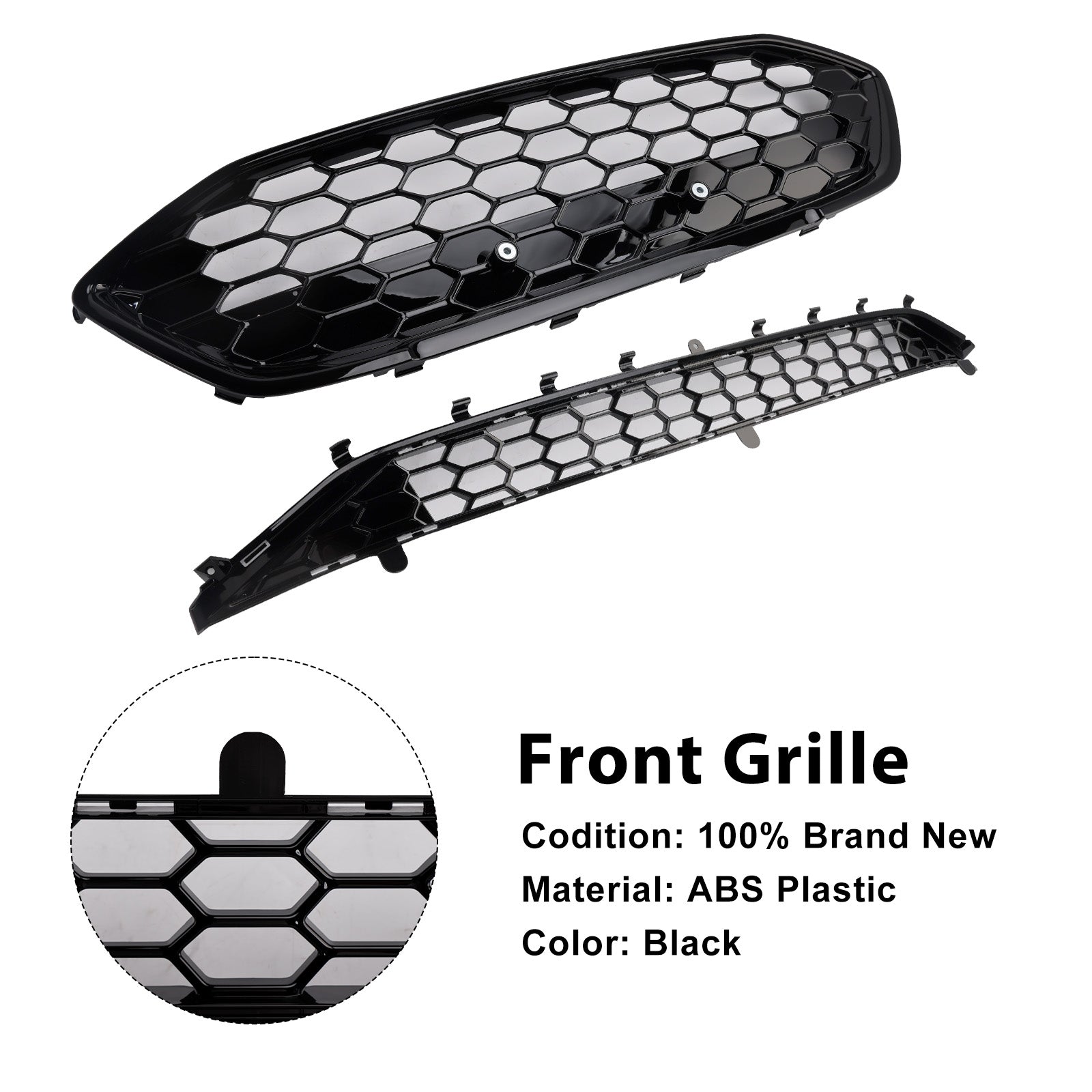 2018-2021 Ford Focus MK4 ST Style Black Grill Honeycomb Front Bumper Grill Lower Grill Set