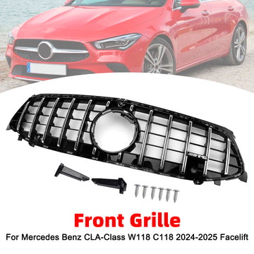 Mercedes-Benz Classe CLA 2024-2025 W118 Grade dianteira estilo C118 GTR com acabamento cromado - 0
