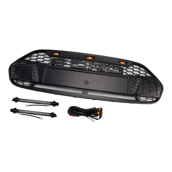 Calandre noire avec éclairage LED pour pare-chocs avant Ford Transit Connect Raptor 2014-2018 & Lettre