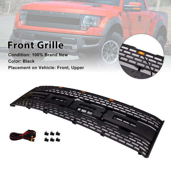 Grade preta de substituição do para-choque dianteiro da grade Ford F150 Raptor SVT 2010-2014 com LED CL3Z8200DA