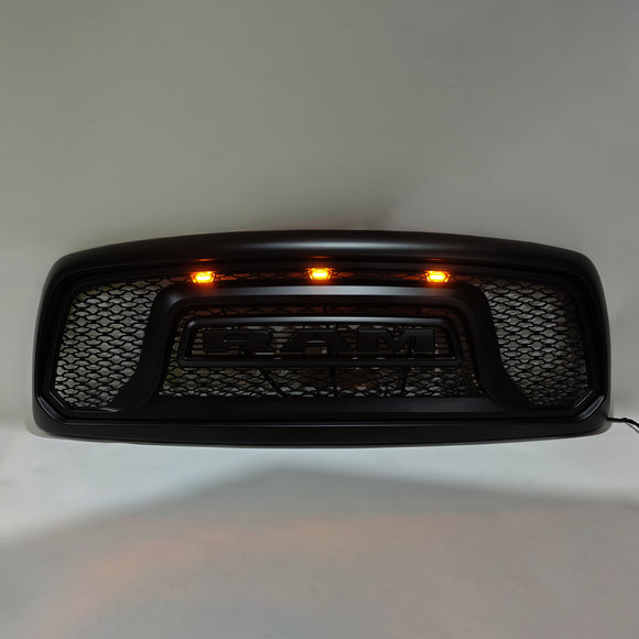Dodge RAM 1500/2500/3500 2002-2005 Big Horn Style Grill Amortecedor dianteiro Grade de substituição preta COM/LED