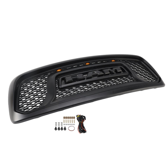 Dodge RAM 1500/2500/3500 2002-2005 Big Horn Style Grill Amortecedor dianteiro Grade de substituição preta COM/LED