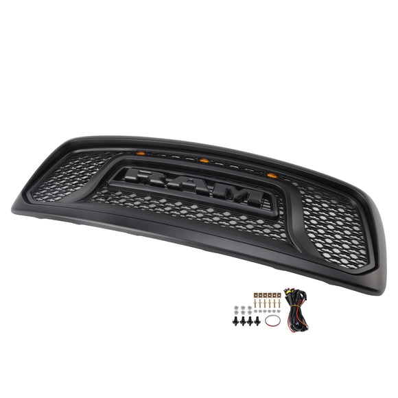 Dodge RAM 1500/2500/3500 2002-2005 Big Horn Style Grill Amortecedor dianteiro Grade de substituição preta COM/LED