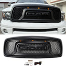 Dodge RAM 1500/2500/3500 2002-2005 Big Horn Style Grill Amortecedor dianteiro Grade de substituição preta COM/LED-2