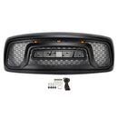 Dodge RAM 1500 2002–2005 Frontgrill Rebel Style Ersatz für obere Stoßstange, schwarzer Kühlergrill mit LED & RAM-Buchstabe-11