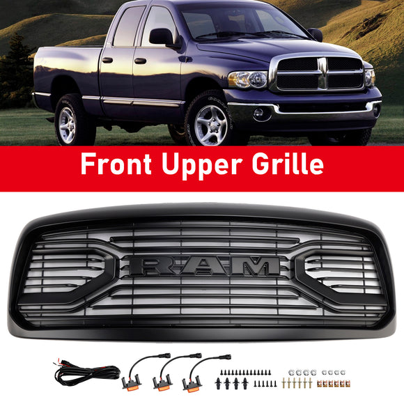 Dodge RAM 1500/2500/3500 2002-2005 Big Horn Style Grill Amortecedor dianteiro Grade de substituição preta COM/LED