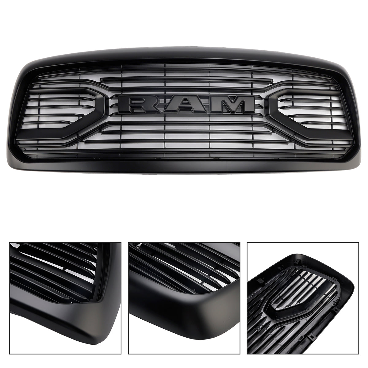 Gloss Black Mesh Grille For 2002-2005 Dodge Ram 1500 2500 3500 – Front Bumper