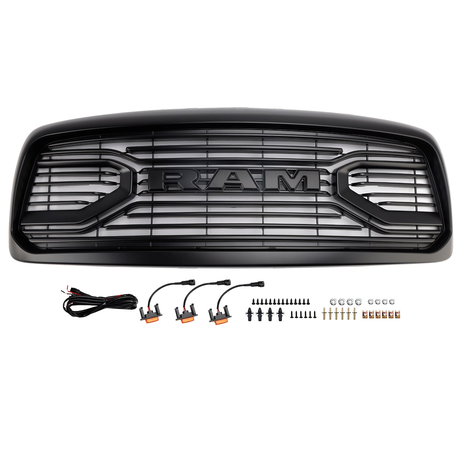 Dodge RAM 1500/2500/3500 2002-2005 Griglia stile Big Horn Paraurti anteriore nera Griglia sostitutiva CON/LED