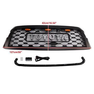 Griglia paraurti anteriore stile TRD PRO per Toyota Sequoia 2019-2021, nera, griglia di ricambio nera con lettera & GUIDATO - 0