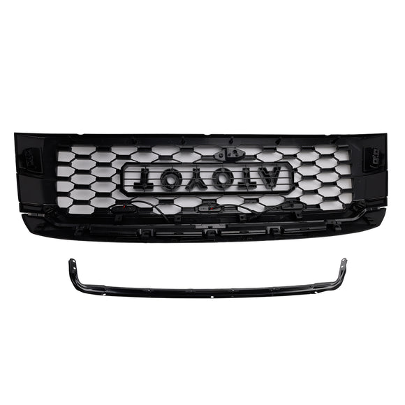2019–2021 Toyota Sequoia TRD PRO Style Kühlergrill Frontstoßstange Schwarz Schwarz Ersatzgrill mit Buchstaben & LED