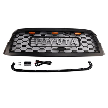 Griglia paraurti anteriore stile TRD PRO per Toyota Sequoia 2019-2021, nera, griglia di ricambio nera con lettera & GUIDATO