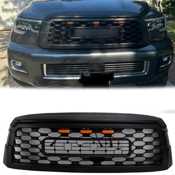 Toyota Sequoia 2019-2021 TRD PRO Grille Front Bumber Black Replacement Grill With TOYOTA Letter & LED