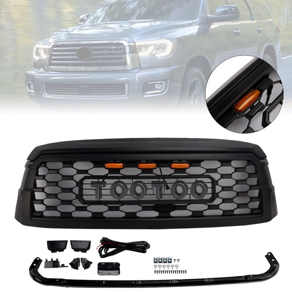 2019-2021 Toyota Sequoia TRD PRO Style Grille Voorbumper Zwart Vervanging Grill W/Letter & LED