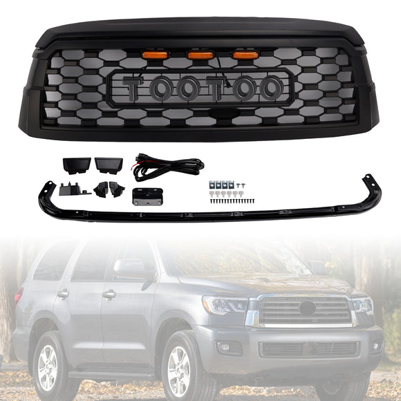 2019-2021 Toyota Sequoia TRD PRO Style Grille Voorbumper Zwart Vervanging Grill W/Letter & LED