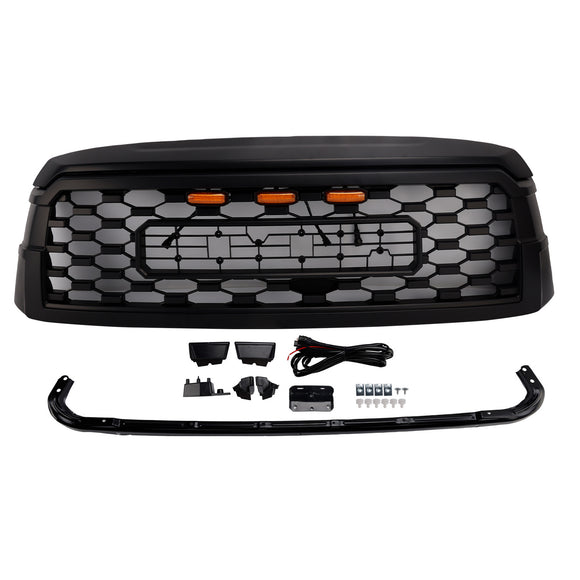 2019-2021 Toyota Sequoia TRD PRO grade estilo pára-choque dianteiro grelha de substituição preta COM/TOYOTA letra<lAMP>LED