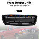 1998-2000 Ford Ranger Raptor Style Grill Black Front Bumper Replacement Grille W/ LED Light + FORD Letter-4
