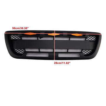 1998-2000 Ford Ranger Raptor Style Grill Grille de remplacement de pare-chocs avant noire avec lumière LED + lettre FORD - 0