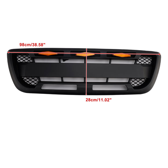 1998-2000 Ford Ranger Raptor Style Grill Black Front Bumper Replacement Grille W/ LED Light + FORD Letter