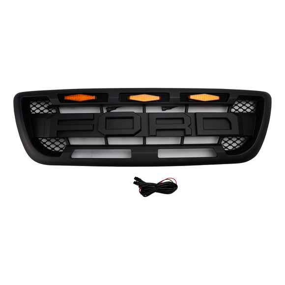 1998-2000 Ford Ranger Raptor Style Grill Preto Grade de substituição do para-choque dianteiro com luz LED