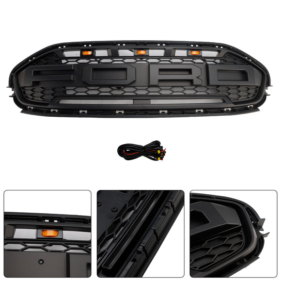 2019-2023 Ford Transit Connect Raptor Style Grill Frontstoßstange Schwarz Ersatzgrill mit LED