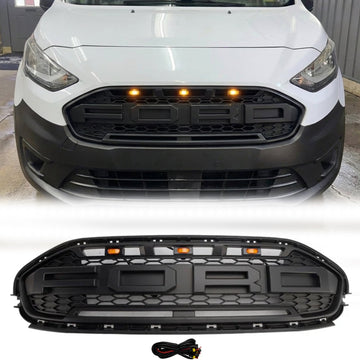 2019-2023 Ford Transit Connect Raptor Style Grill Front Bumper Black Replacement Grille With LED