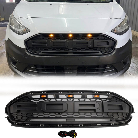 2019-2023 Ford Transit Connect Raptor Style Grill Front Bumper Black Replacement Grille With LED