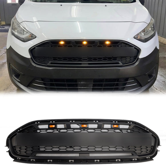 2019-2023 Ford Transit Connect Raptor Style Grill amortecedor dianteiro grade de substituição preta com LED + letra FORD