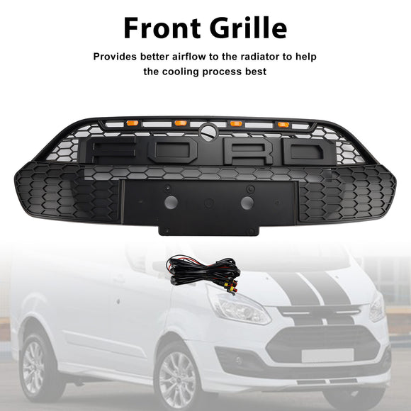 2013-2017 Ford Transit Custom / Tourneo Custom Raptor Style Grille Front Bumper Replacement Black Grill W/LED