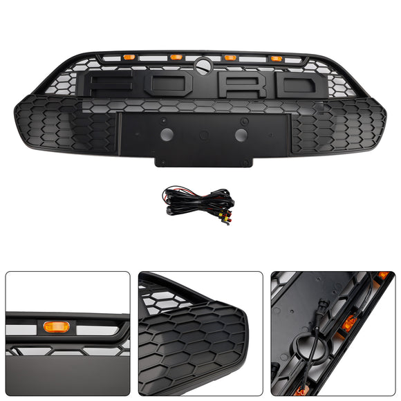 2013-2017 Ford Transit Custom / Tourneo Custom Raptor Style Grille Front Bumper Replacement Black Grill W/LED