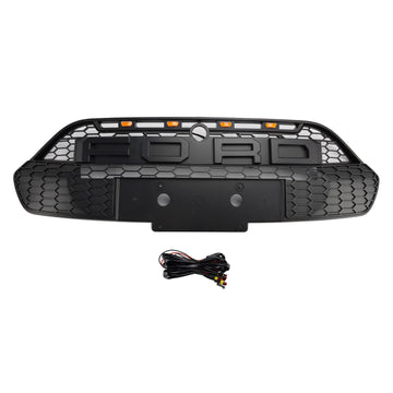 2013-2017 Ford Transit Custom/Tourneo Custom Raptor Style Grille de remplacement de pare-chocs avant Grille noire avec LED