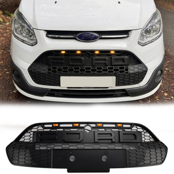 2013-2017 Ford Transit Custom / Tourneo Custom Raptor Style Grille Front Bumper Replacement Black Grill W/LED