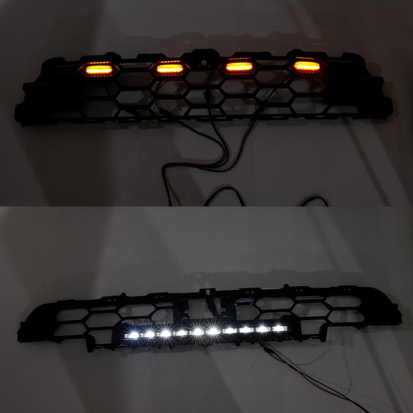 2025-2026 Toyota 4Runner TRD PRO Style Front Bumper Grill Black Grille With LED & Light Bar & Black Letter